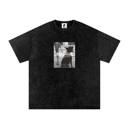 B&W1Front(Snow Washed Oversized Cotton T-Shirt)